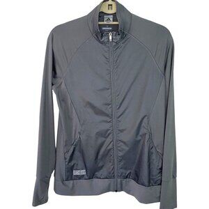 Adidas Golf Jacket Womens Size Medium M Zipper Front Stripes Polyester Spandex